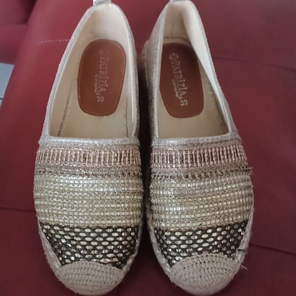 Patrizia by Spring Step Raiatea Slip On Gold Espadrille Loafer